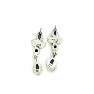 Nicky Butler SS Amethyst Multi Gem Pear Drop Earrings