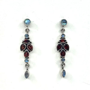 Nicky Butler SS Garnet Multi Gem Drop Earrings