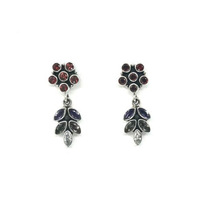 Nicky Butler SS Garnet Multi Gem Flower Earrings