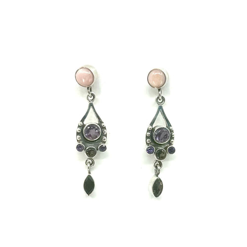 Nicky Butler SS Pink Opal Multi Gem Drop Earrings