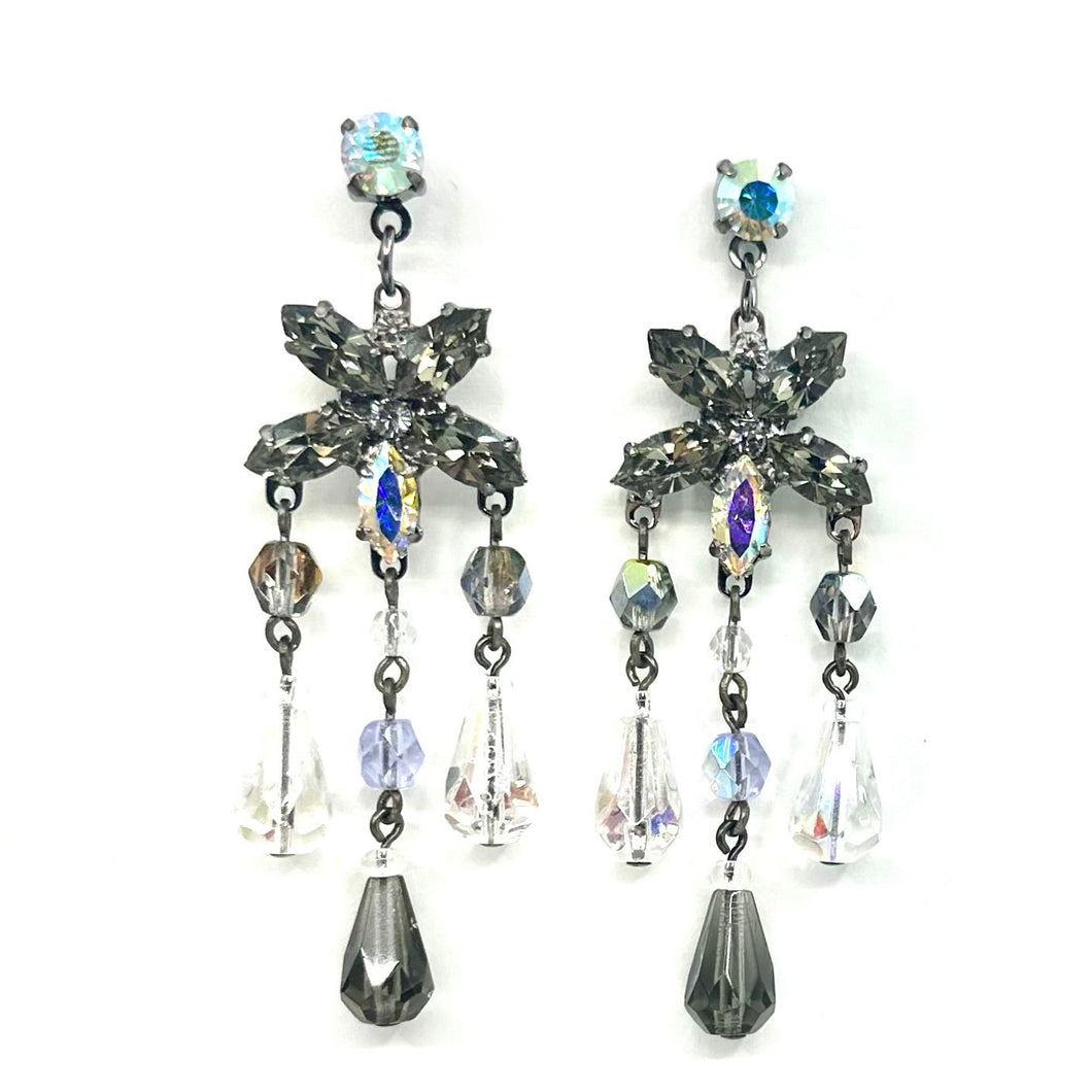 Nicky Butler Fashion Smokey & Multi Color Crystal Chandelier Drop Earrings