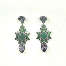 Load image into Gallery viewer, Nicky Butler SS Amethyst Multi Gem Maltese Cross Earrings