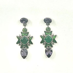 Nicky Butler SS Amethyst Multi Gem Maltese Cross Earrings