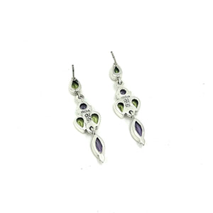 Nicky Butler SS Amethyst Multi Gem Marquise Drop Earrings