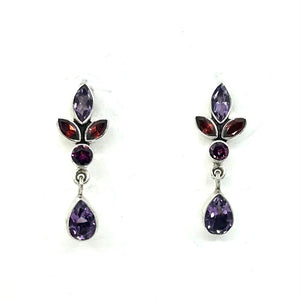 Nicky Butler SS Amethyst Multi Gem Pear Drop Earrings