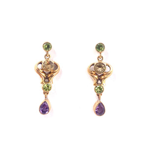 Nicky Butler Bronze Amethyst Multi Gem Nouveau Drop Earrings