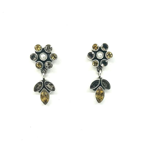 Nicky Butler SS Citrine Multi Gem Flower Earrings