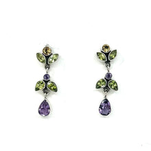 Load image into Gallery viewer, Nicky Butler SS Peridot Multi Gem Pear Drop Earrings