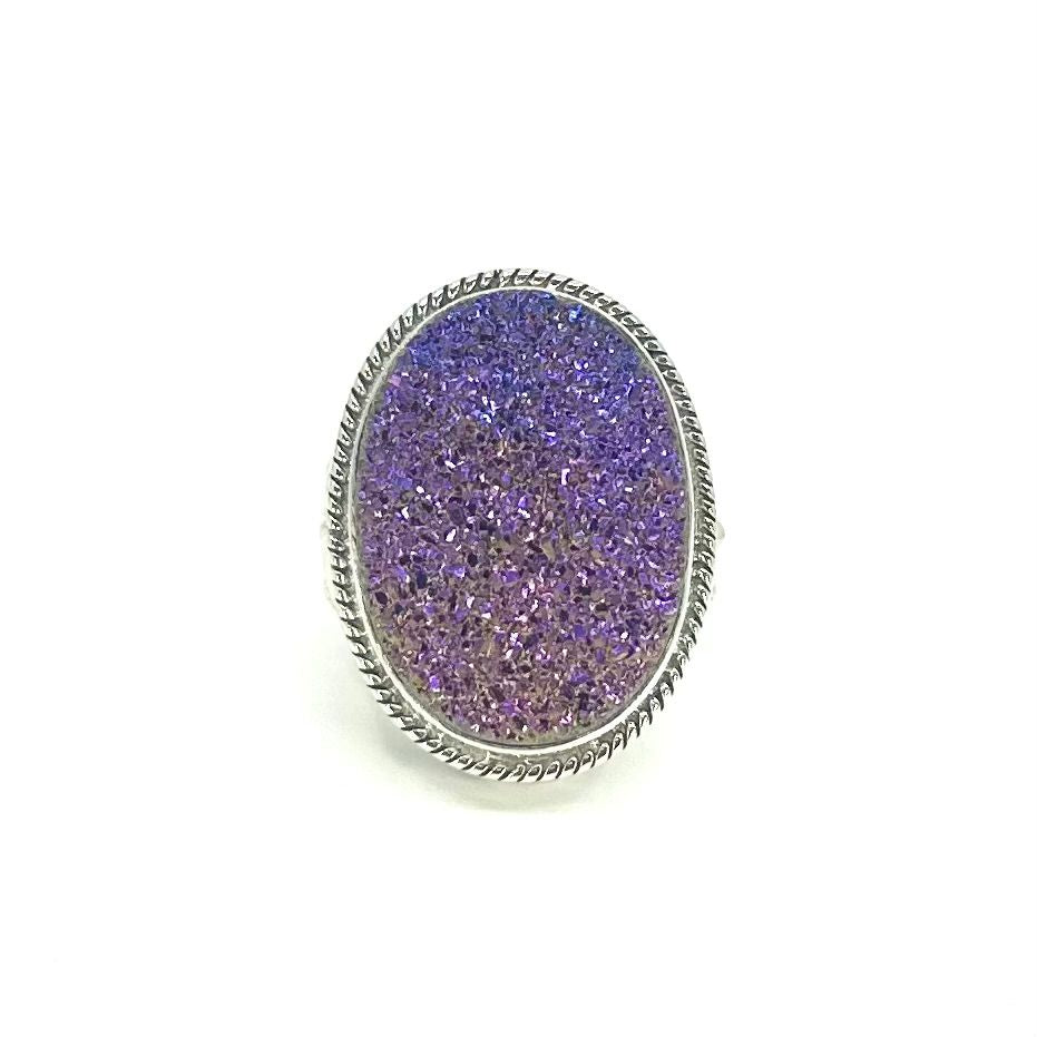 Nicky Butler SS Midnight Drusy Quartz Oval Ring