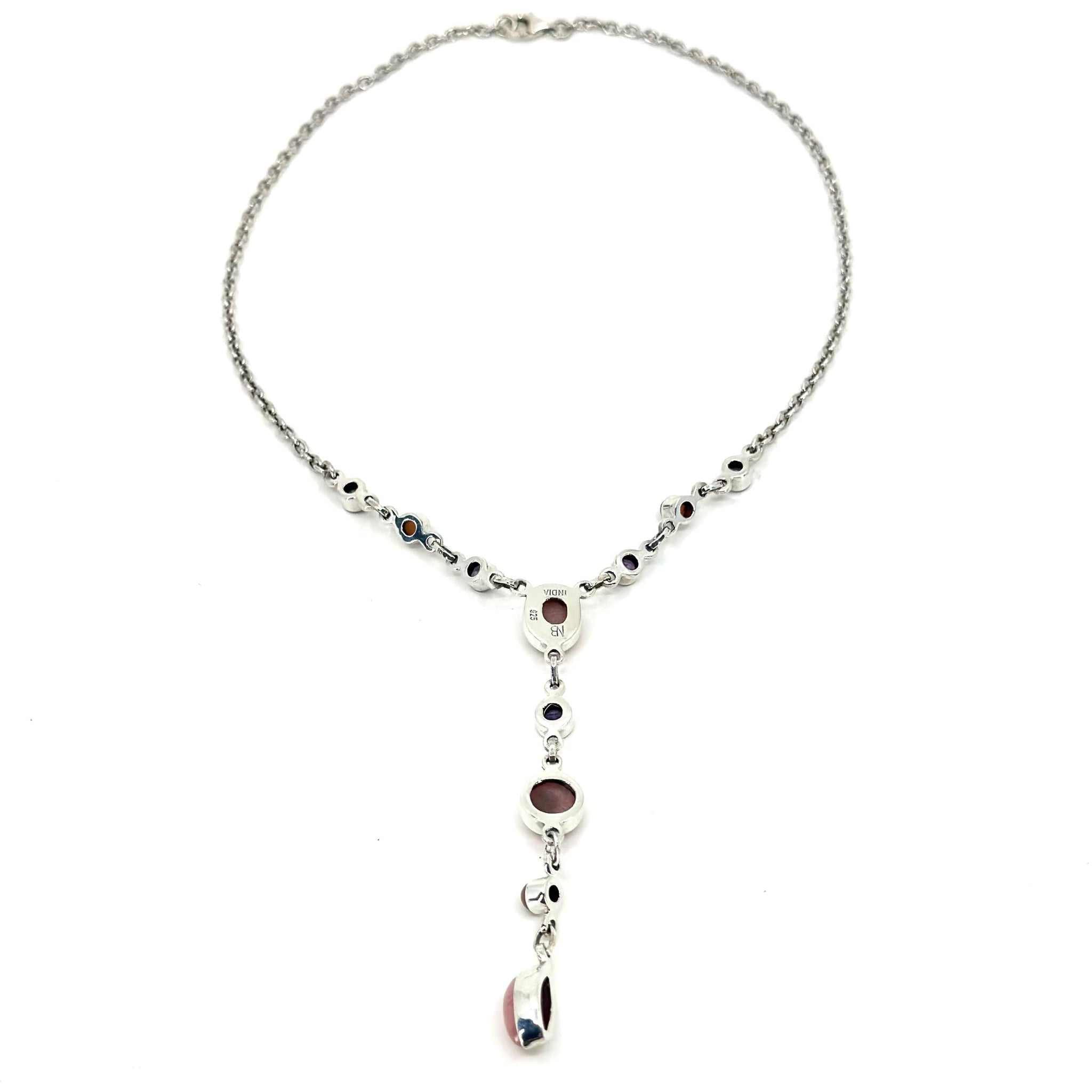 Nicky Butler SS Peruvian Pink Opal Multi Gem Drop Necklace