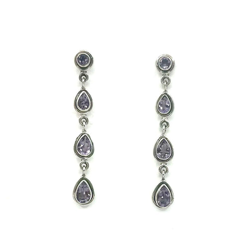 Nicky Butler SS Amethyst Gem Lineal Drop Earrings