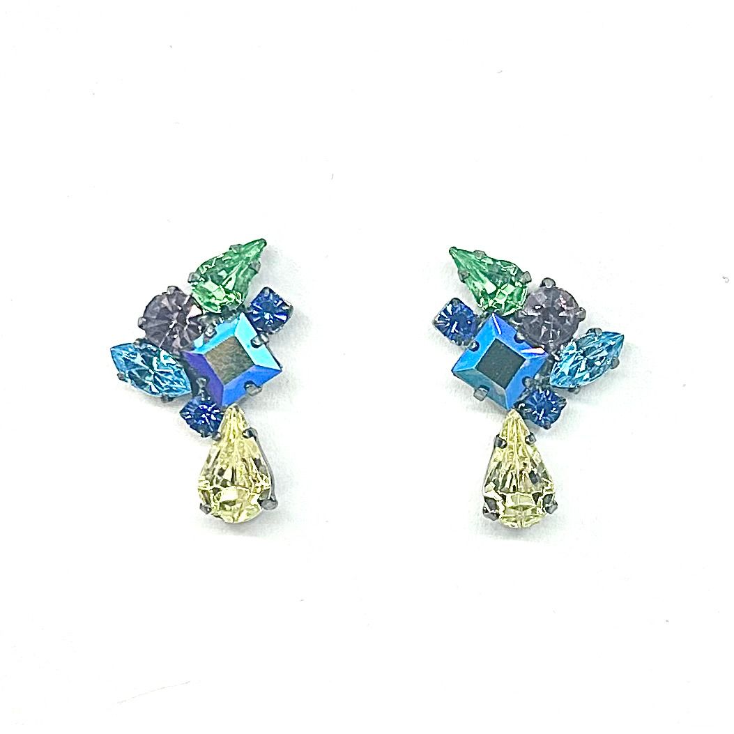 Nicky Butler Fashion Yellow Multi Crystal Offset Earrings