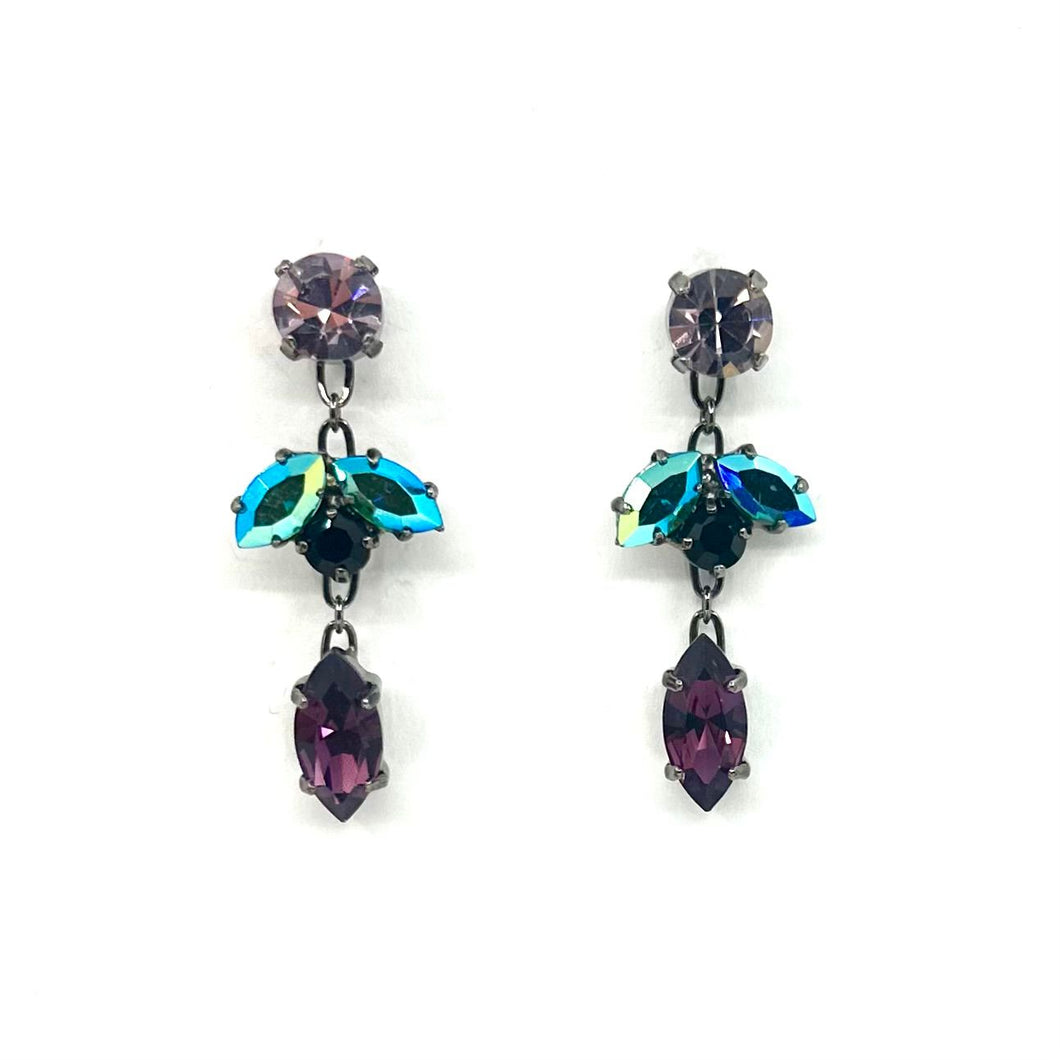 Nicky Butler Fashion Purple & Multi Crystal Marquise Drop Earrings