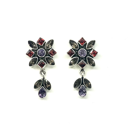 Nicky Butler SS Garnet Multi Gem Drop Earrings