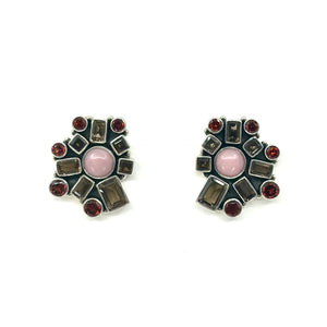 Nicky Butler SS Pink Opal Multi Gem Clip Earrings