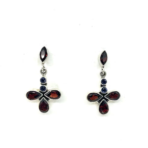 Nicky Butler SS Garnet Multi Gem Drop Earrings