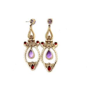 Nicky Butler Bronze Amethyst Multi Gem Drop Earrings