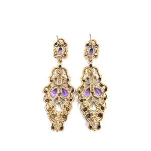 Nicky Butler Bronze Amethyst Multi Gem Drop Earrings