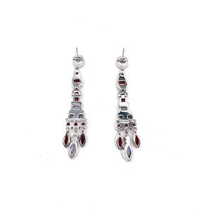 Nicky Butler SS Garnet Multi Gem Deco Drop Earrings