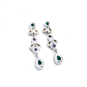 Nicky Butler SS Green Chalcedony Multi Gem Drop Earrings