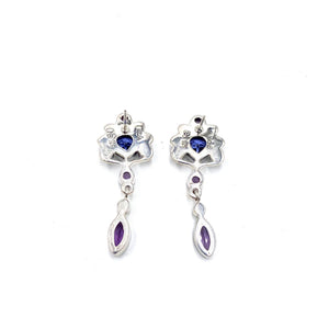 Nicky Butler SS Blue Violet Quartz Multi Gem Drop Earrings