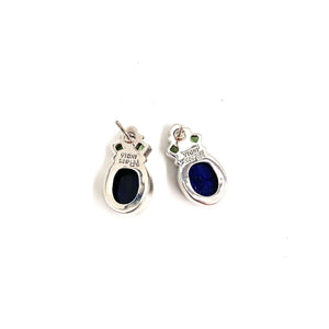 Nicky Butler SS Sapphire Blue Corundum Multi Gem Oval Earrings