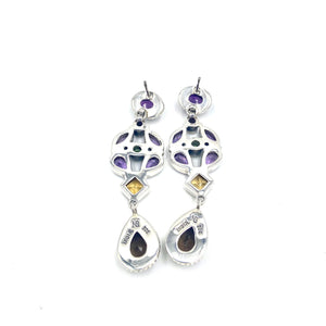 Nicky Butler SS Amethyst Multi Gem Pear Drop Earrings