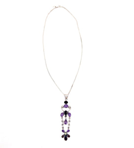 Nicky Butler SS Amethyst Multi Gem Swing Drop Pendant