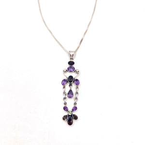 Nicky Butler SS Amethyst Multi Gem Swing Drop Pendant