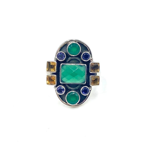 Chanel Peridot and Iolite Clover Flower Ring