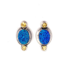 Load image into Gallery viewer, Nicky Butler SS Midnight Drusy Quartz Multi Gem Oval Clip Earrings