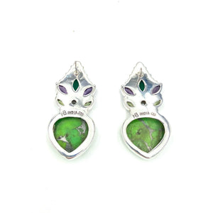 Nicky Butler SS Green Silver Turquoise Multi Gem Earrings