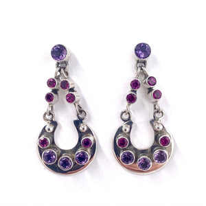 Nicky Butler SS Amethyst Multi Gem Swing Drop Earrings