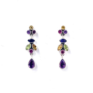 Nicky Butler SS Amethyst Multi Gem Drop Earrings