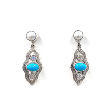 Load image into Gallery viewer, Nicky Butler SS Turquoise Multi Gem Arabesque Earrings