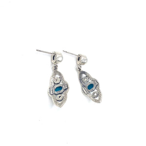 Nicky Butler SS Turquoise Multi Gem Arabesque Earrings