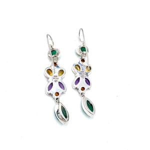 Nicky Butler SS Green Chalcedony Multi Gem Marquise Drop Earrings