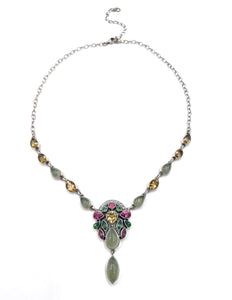 Nicky Butler SS Prehnite Multi Gem Drop Necklace