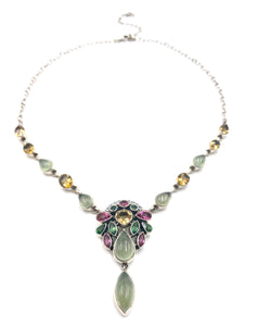 Nicky Butler SS Prehnite Multi Gem Drop Necklace