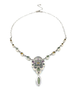 Nicky Butler SS Prehnite Multi Gem Drop Necklace