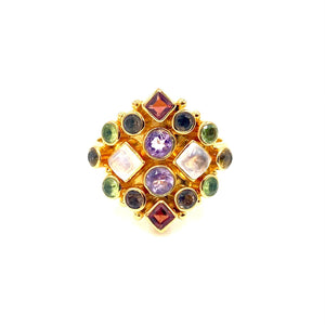 Nicky Butler Vermeil Moonstone Multi Gem Mosaic Ring